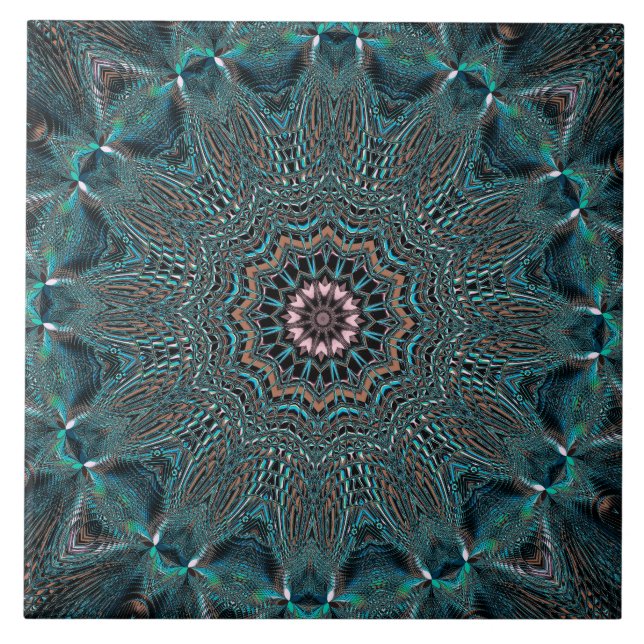 Green Decorative Floral Ceramic Tile (Front)