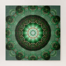 Green Decorative Floral Jigsaw Puzzle