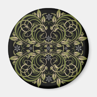 green decorative floral pattern magnet