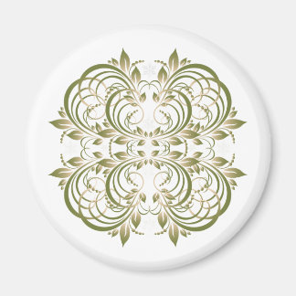 green decorative floral pattern magnet