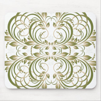 green decorative floral pattern mouse pad