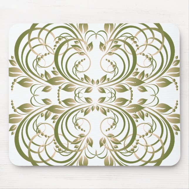 green decorative floral pattern mouse pad (Front)