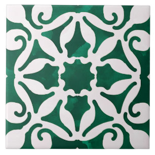 Green Decorative Mediterranean Style Ceramic Tile