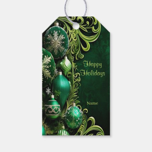 Green Decorative Ornaments Holiday Gift Tag