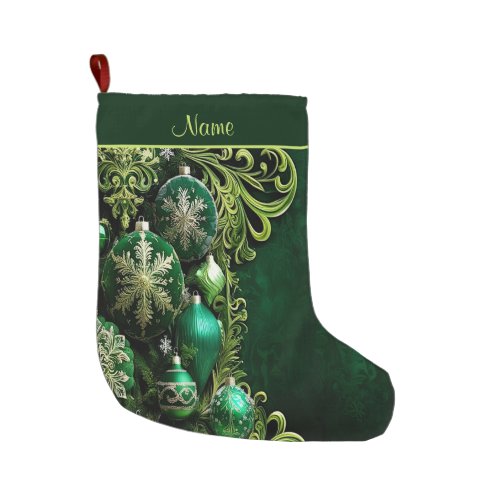 Green Decorative Ornaments Holiday Stocking