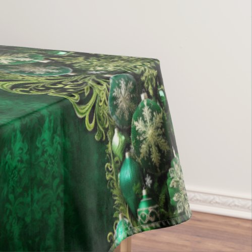 Green Decorative Ornaments Holiday Tablecloth