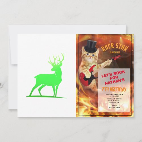 Green deer  silhouette design invitation