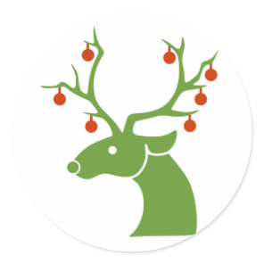 Green Deer With Ornaments Sticker