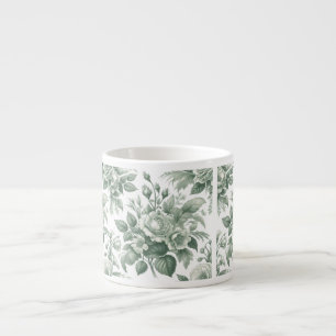 Green Delft Mug, Green Floral Mug, Spring Mug, Espresso Cup