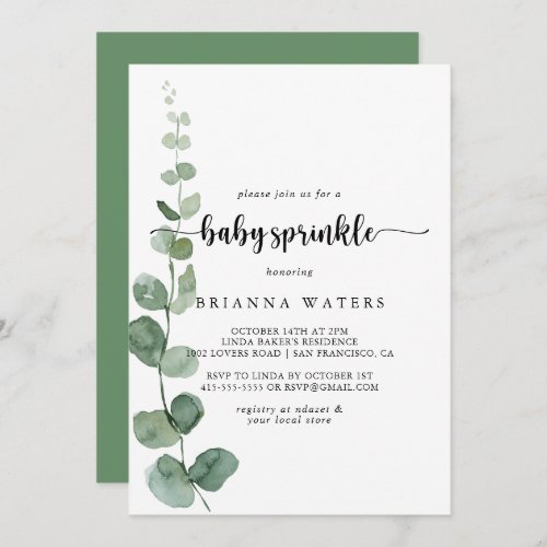Green Delight Eucalyptus Baby Sprinkle  Invitation