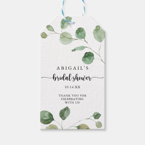 Green Delight Eucalyptus Bridal Shower Gift Tags