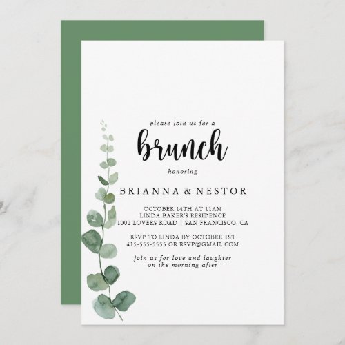 Green Delight Eucalyptus Brunch  Invitation