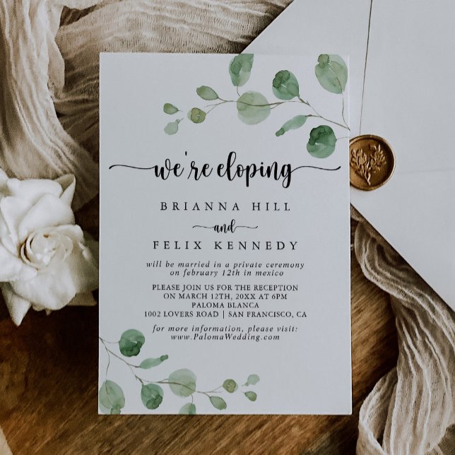 Green Delight Eucalyptus Elopement Reception  Invitation (Creator Uploaded)