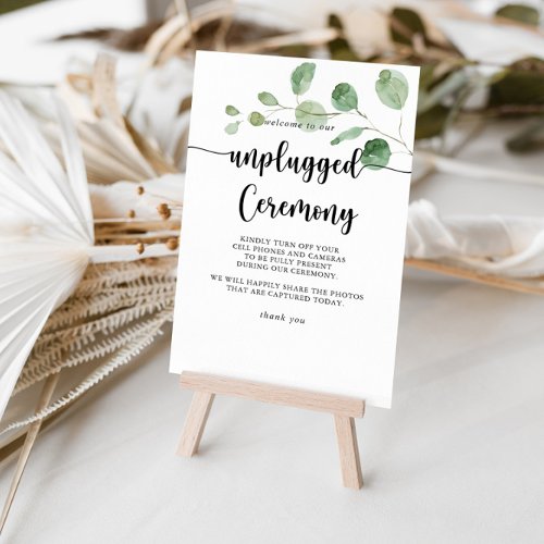 Green Delight Eucalyptus Unplugged Ceremony Sign
