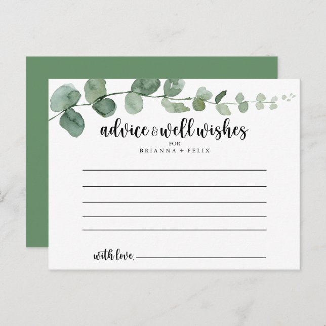 Green Delight Eucalyptus Wedding Advice Card (Front/Back)