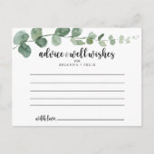 Green Delight Eucalyptus Wedding Advice Card (Front)