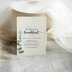 Green Delight Eucalyptus Wedding Breakfast  Invitation