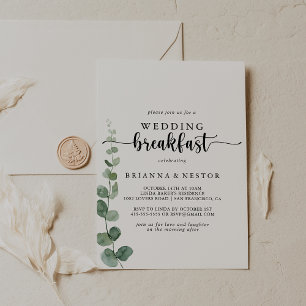 Green Delight Eucalyptus Wedding Breakfast  Invitation