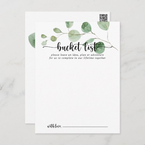 Green Delight Eucalyptus Wedding Bucket List Cards