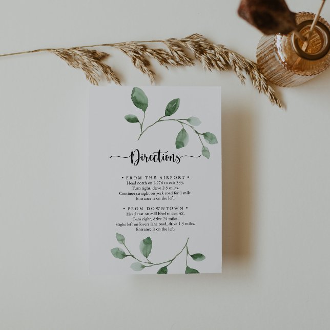 Green Delight Eucalyptus Wedding Directions   Enclosure Card (Creator Uploaded)