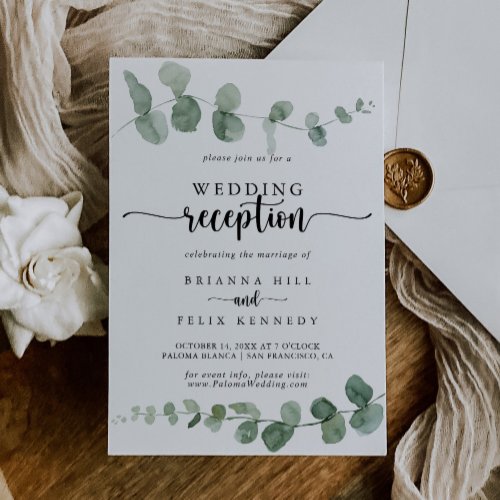 Green Delight Eucalyptus Wedding Reception  Invitation