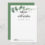 Green Delight Eucalyptus Wedding Well Wishes  Advice Card<br><div class="desc">This green delight eucalyptus wedding well wishes advice card is perfect for a simple wedding. The design features watercolor hand-drawn elegant botanical eucalyptus branches and leaves. These cards are perfect for a wedding, bridal shower, baby shower, graduation party & more. Personalize the cards with the names of the bride and...</div>