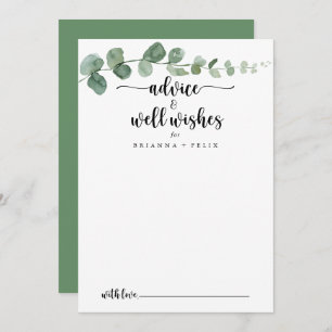 Green Delight Eucalyptus Wedding Well Wishes  Advice Card