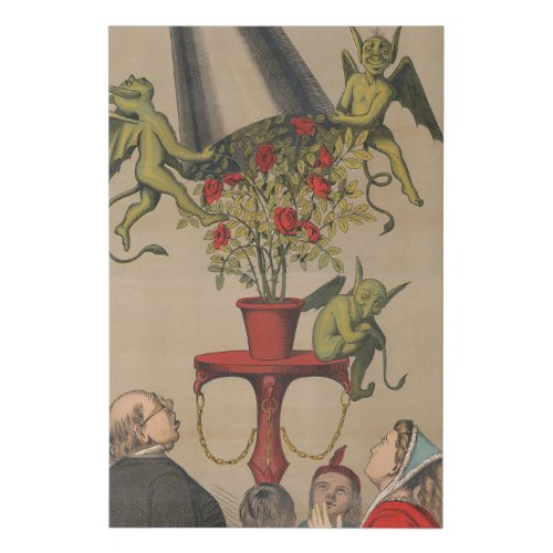 Green Demons Removing Cover From Bouquet Of Roses Faux Canvas Print
