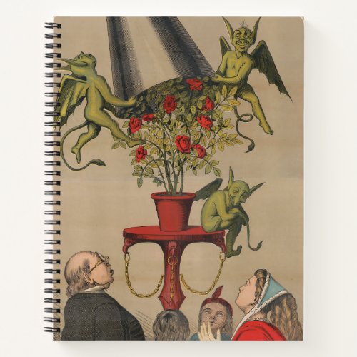 Green Demons Removing Cover From Bouquet Of Roses Notebook