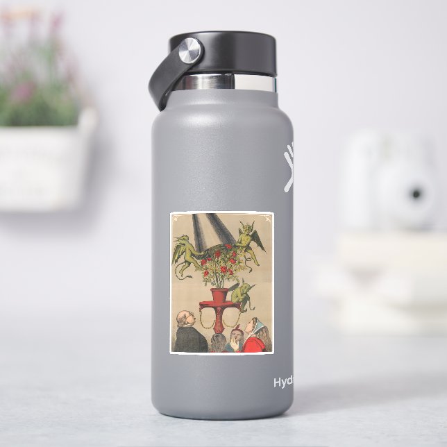 Green Demons Removing Cover From Bouquet Of Roses Sticker (HydroFlask)