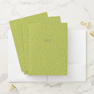Green Denim Monogram INITIALS Grey Modern Cool Pocket Folder