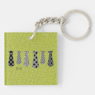 Green Denim Neck Ties DAD Happy Fathers Day Keychain
