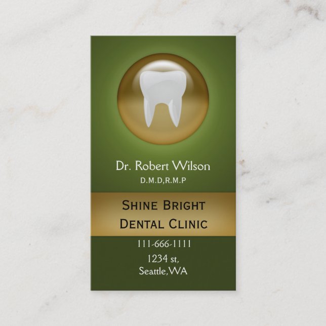 green Dental businesscards with appointment card (Front)