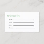 Green Dental businesscards with appointment card (Back)