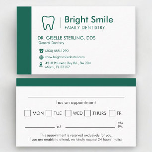 Green Dental Dentistry Appointment Reminder Card