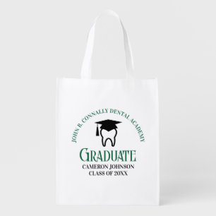 Green Dental School Custom Graduation Party Grocery Bag