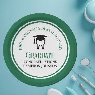 Green Dental School Custom Graduation Party Paper Plates