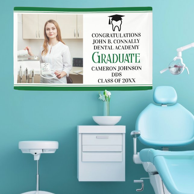 Green Dental School Graduation Party Photo Banner (Creator Uploaded)