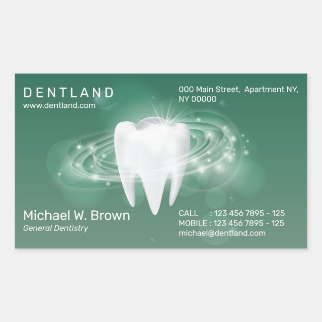 Green Dentist Dental Office Rectangular Sticker