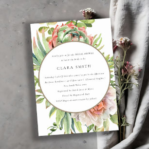 GREEN DESERT SUCCULENT CACTI FOLIAGE BRIDAL SHOWER INVITATION
