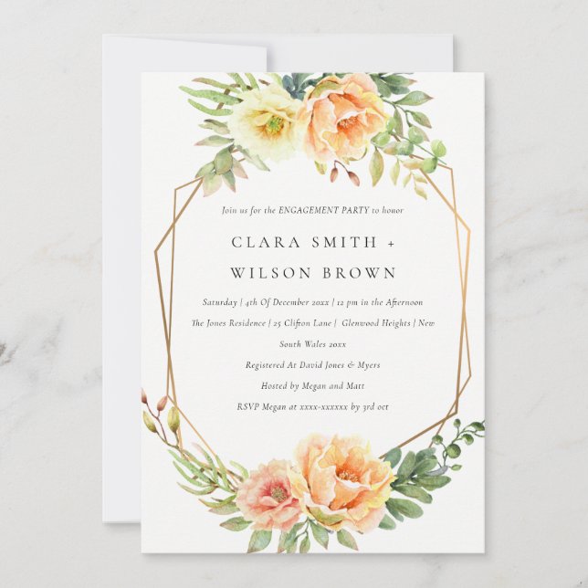 GREEN DESERT SUCCULENT CACTI FOLIAGE ENGAGEMENT INVITATION (Front)
