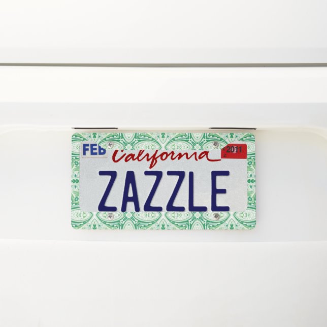 Green Design License Plate Frame (On Car)