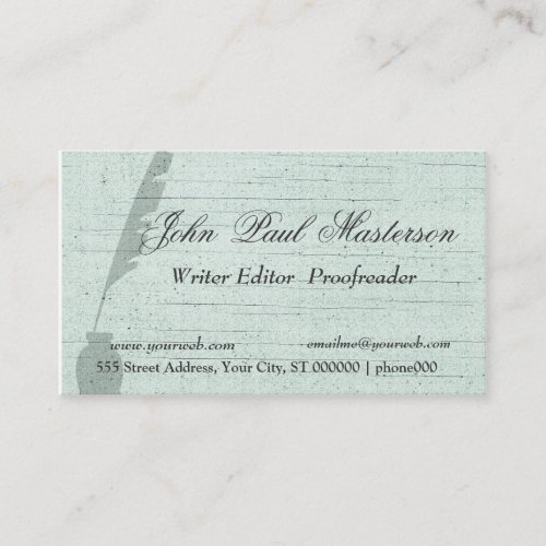 Green Design Writer Journalist Business Card