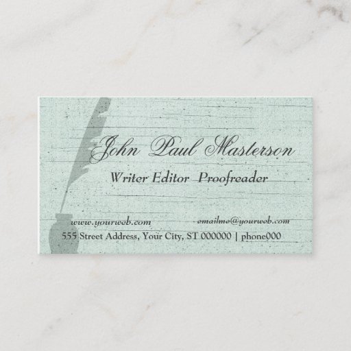 Customizable Green Design Writer Journalist Business Card