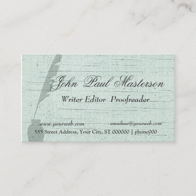 Green Design Writer Journalist Business Card (Front)