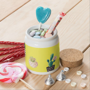 Green Dessert Succulent Cactus in Pots Candy Jar
