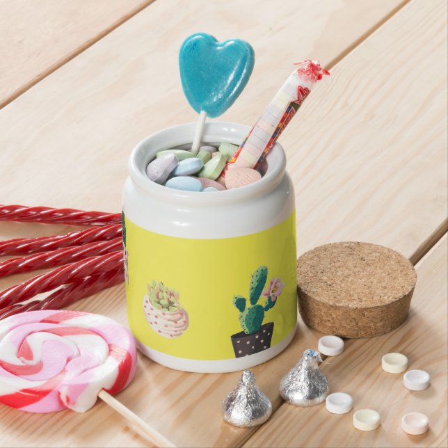 Green Dessert Succulent Cactus in Pots Candy Jar (In Situ)