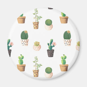 Green Dessert Succulent Cactus in Pots Magnet
