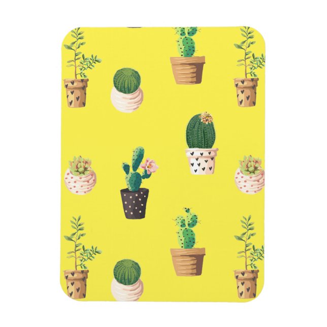 Green Dessert Succulent Cactus in Pots Magnet (Vertical)