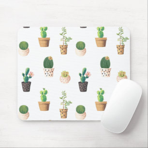 Green Dessert Succulent Cactus in Pots Mouse Pad
